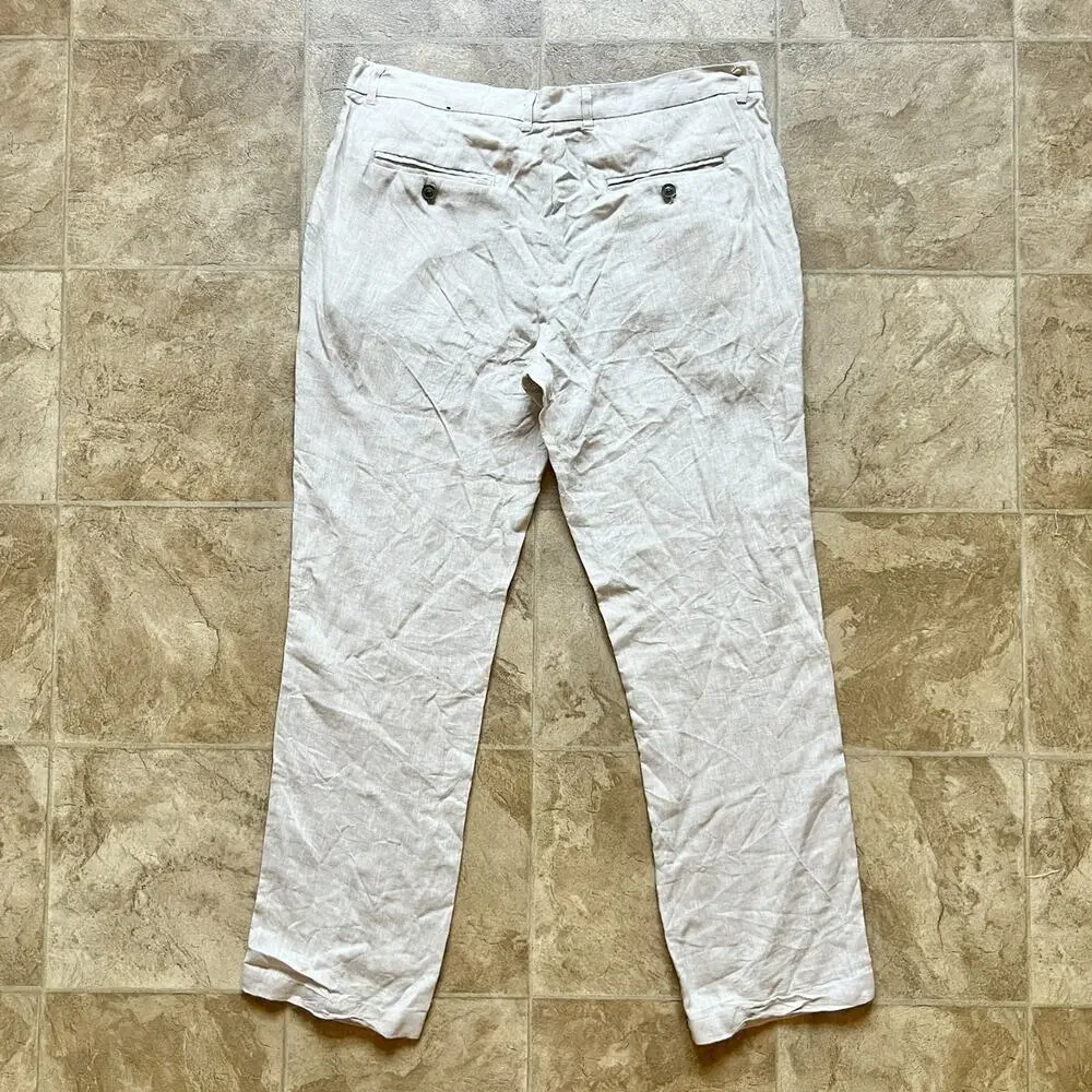 Club Room Luxury Mens Linen Pants 32W 30L Beige Beachy Coastal Minimalist Summer